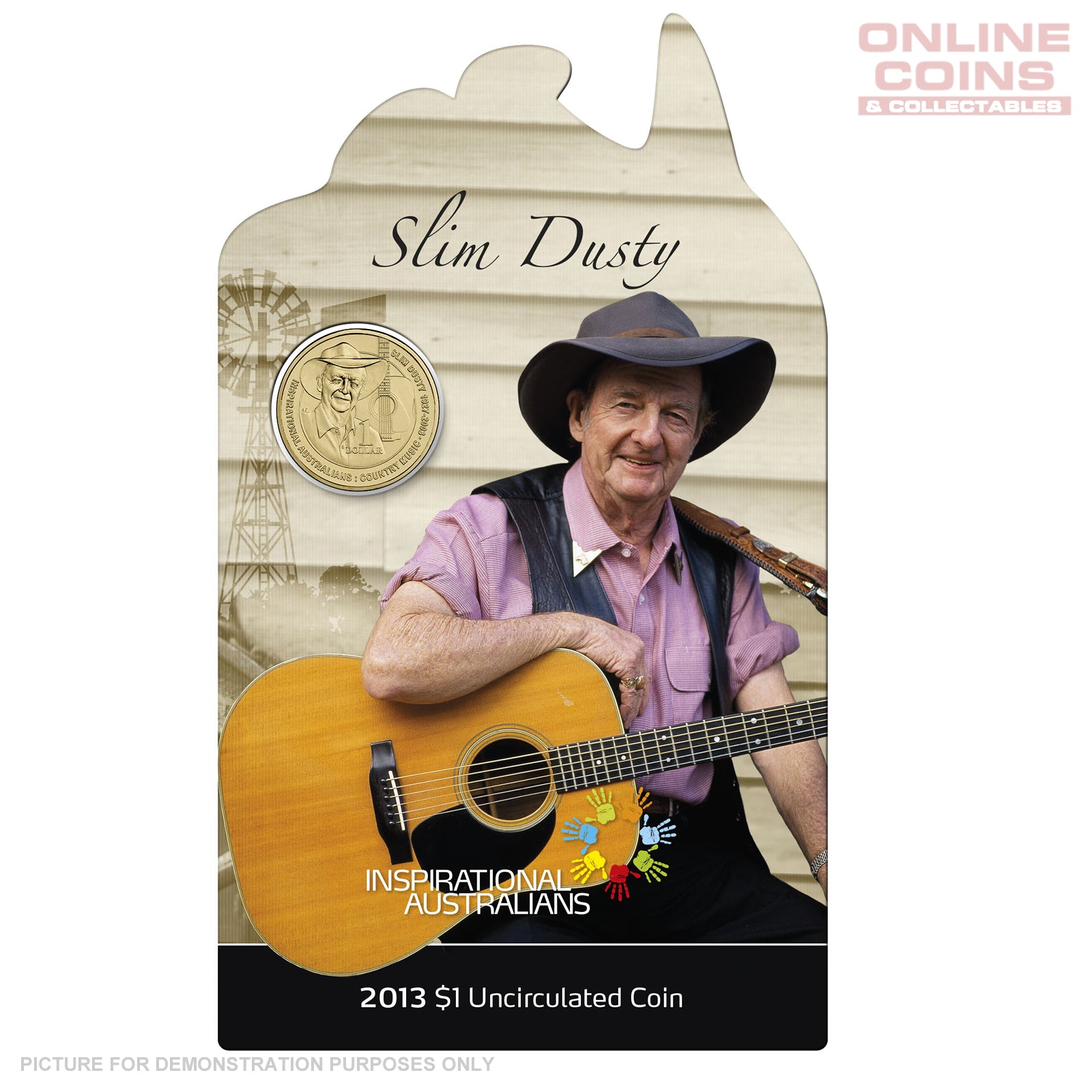 2013 Royal Australian Mint - Inspirational Australians - Slim Dusty - Uncirculated $1 carded coin